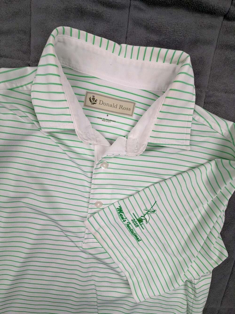 Donald Ross 2018 Men's Invitational White and Green Performance Golf Polo Shirt